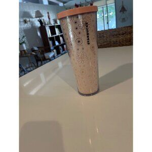 Starbucks Floral Geometric Pink Tumbler With Lid 16 Oz Insulated BPA-Free Reusab